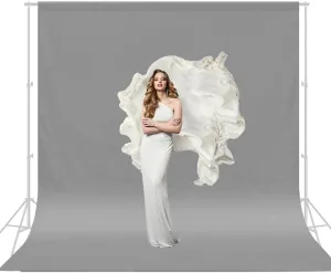 10x12ft Backdrop for Photography, Pure Polyester Grey Photo Booth Backdrop Collapsible Screen Curtain for Photoshoot, Party and Video