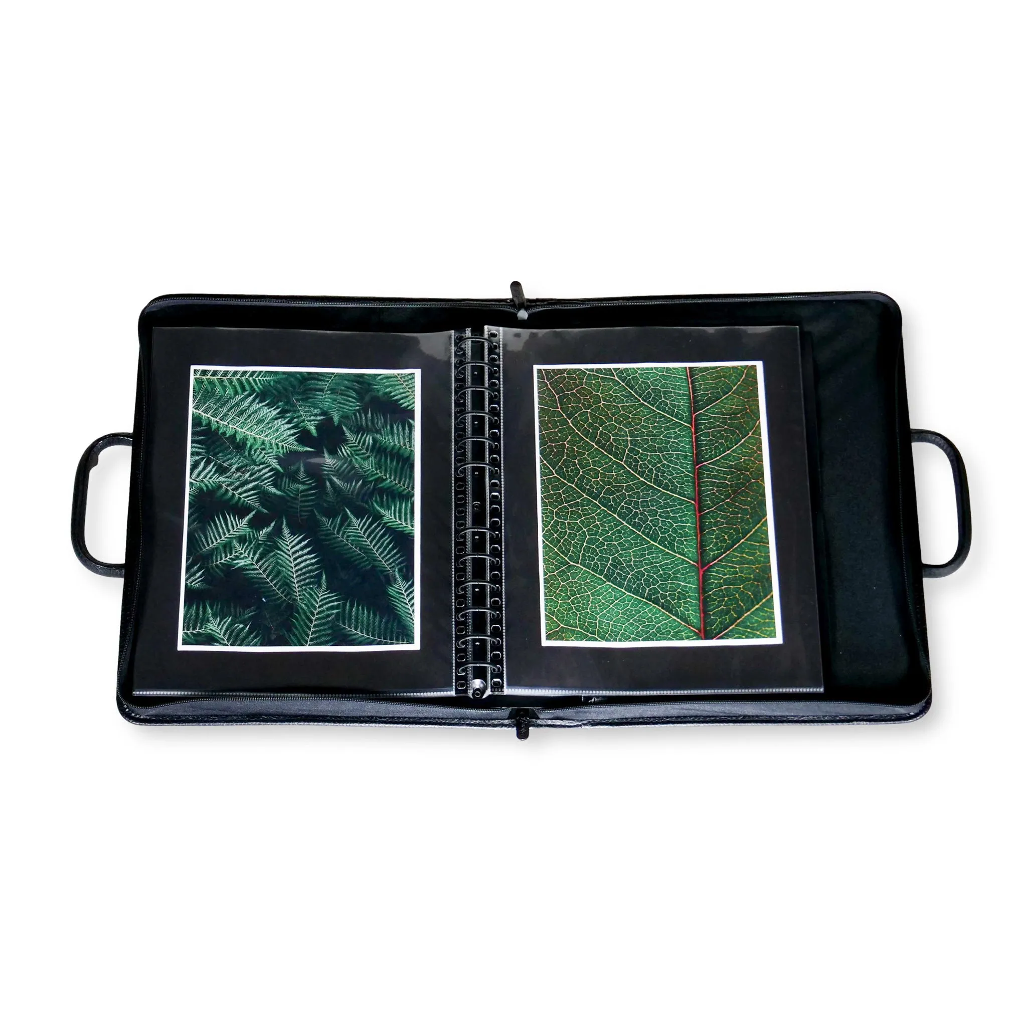 11" x 14" Executive Zippered Presentation Portfolio Case - Leather Handle, Integrated Multiring Binder with 10 Archival Pages (Expandable to 30)