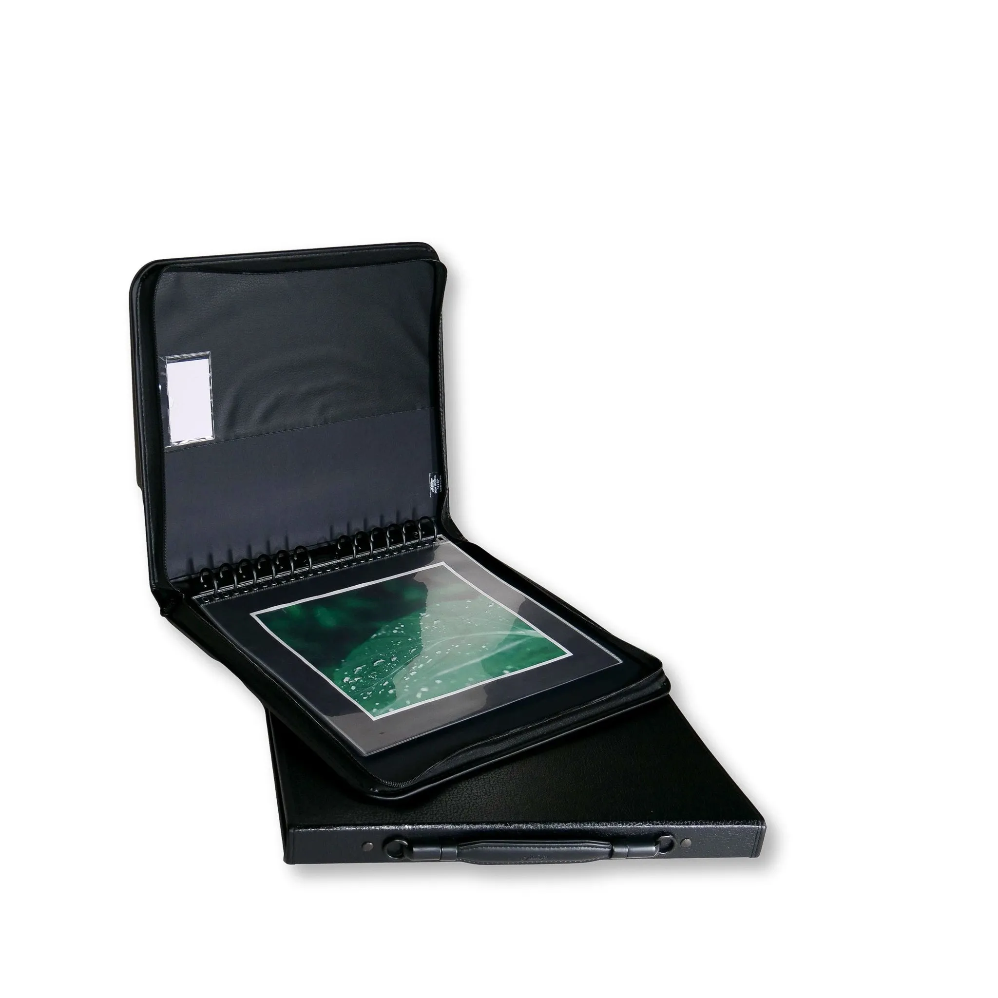 11" x 14" Premium Zippered Presentation Portfolio Case - Leather Handle, Integrated Multiring Binder with 10 Archival Pages (Expandable to 30)