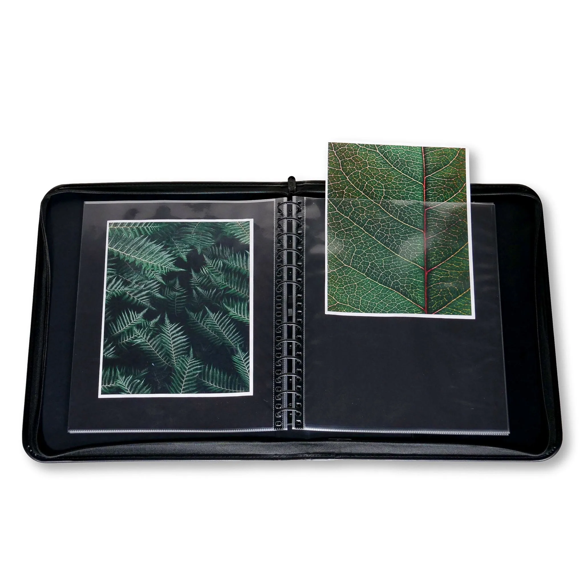 11" x 14" Premium Zippered Presentation Portfolio Case - Leather Handle, Integrated Multiring Binder with 10 Archival Pages (Expandable to 30)
