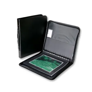 11" x 14" Premium Zippered Presentation Portfolio Case - Leather Handle, Integrated Multiring Binder with 10 Archival Pages (Expandable to 30)