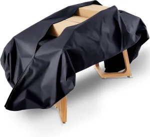 126" x 88" Trade Show Zip Up Table Cover 600D Oxford Trade Show Display Case Body Bag Lockable Showcases Tablecloth with Zipper Padlock for 8 ft Table Vendor Stand Craft Wedding Party (Black)