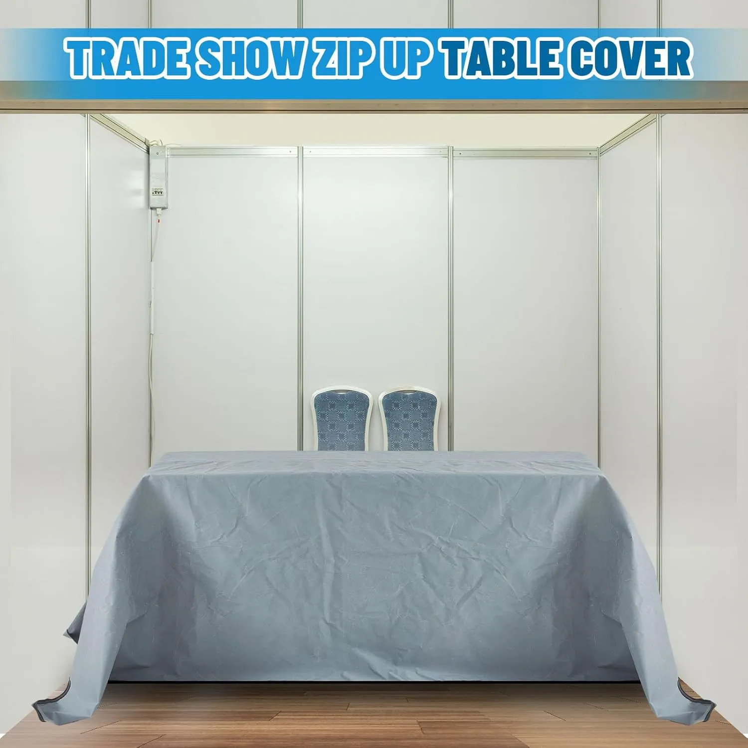 126" x 88" Trade Show Zip Up Table Cover 600D Oxford Trade Show Display Case Body Bag Lockable Showcases Tablecloth with Zipper Padlock for 8 ft Table Vendor Stand Craft Wedding Party(Gray)