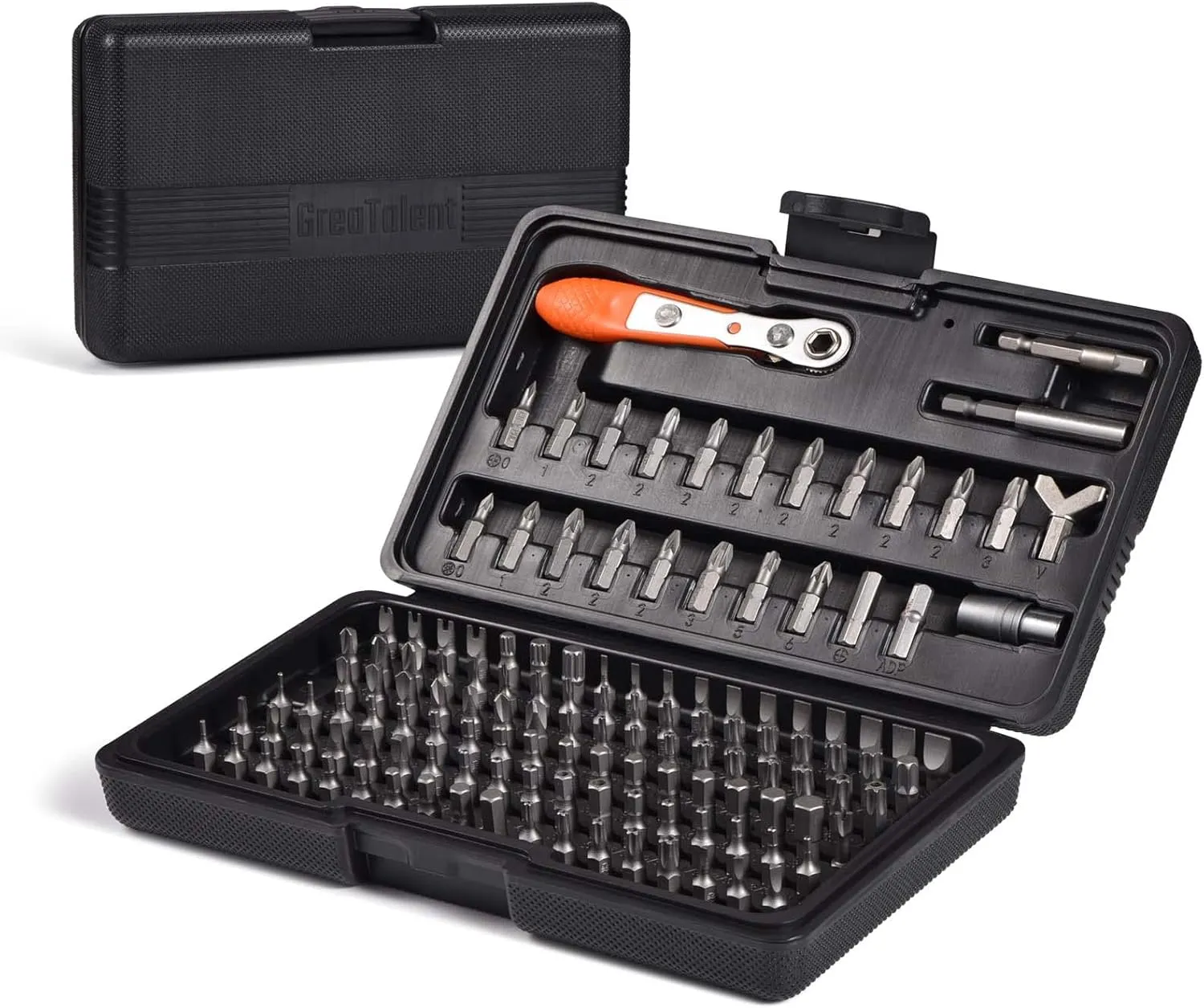 133in1 Mini Ratchet Wrench Screwdriver Bit Set with 1/4" Hex Shank Phillips/Pozidriv/Hexagon/Torx/Slotted/Square Bits, 36-Tooth Gear, Magnetic Bit Holder, 90 Degree Drive Handle