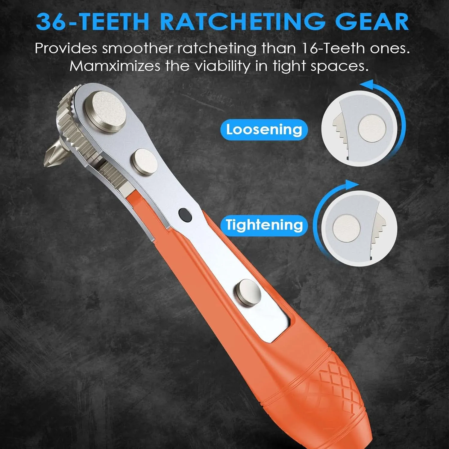 133in1 Mini Ratchet Wrench Screwdriver Bit Set with 1/4" Hex Shank Phillips/Pozidriv/Hexagon/Torx/Slotted/Square Bits, 36-Tooth Gear, Magnetic Bit Holder, 90 Degree Drive Handle