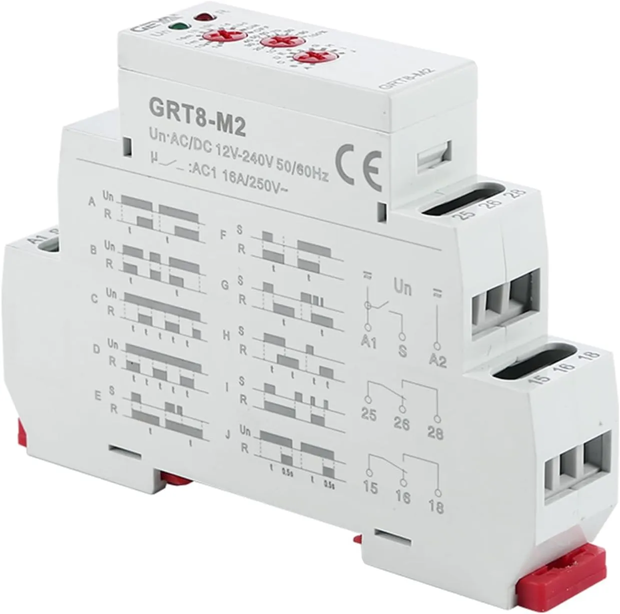 16A Multifunction Time Relay with 10 Function Choices AC/DC12V-240V Relay(GRT8-M2,AC/DC12V~240V)