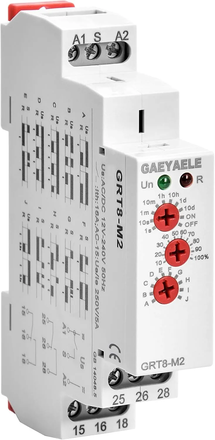 16A Multifunction Time Relay with 10 Function Choices AC/DC12V-240V Relay(GRT8-M2,AC/DC12V~240V)