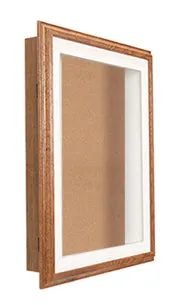 18 x 24 SwingFrame Designer Oak Wood Framed Cork Board Display Case 4" Deep