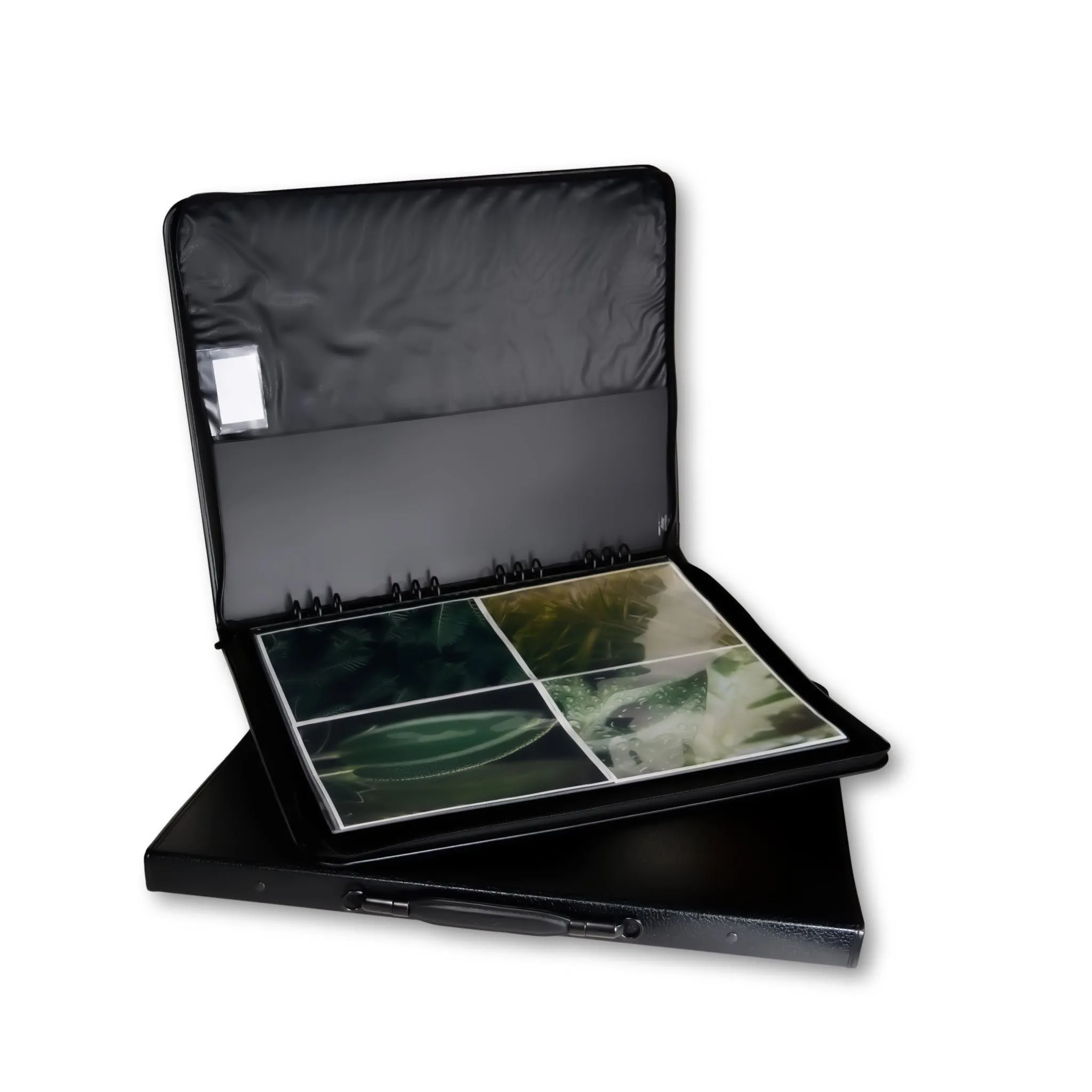 18"x24" Premium Zippered Presentation Portfolio Case - Leather Handle, Integrated Multiring Binder with 10 Archival Pages (Expandable to 30)