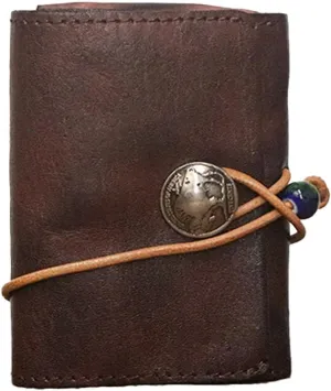 1PCS Leather Change Purse Drawstring Coin Purse Leather Coin Purse for Women Triple Compartment Leather Coin Purse (Coffee color)