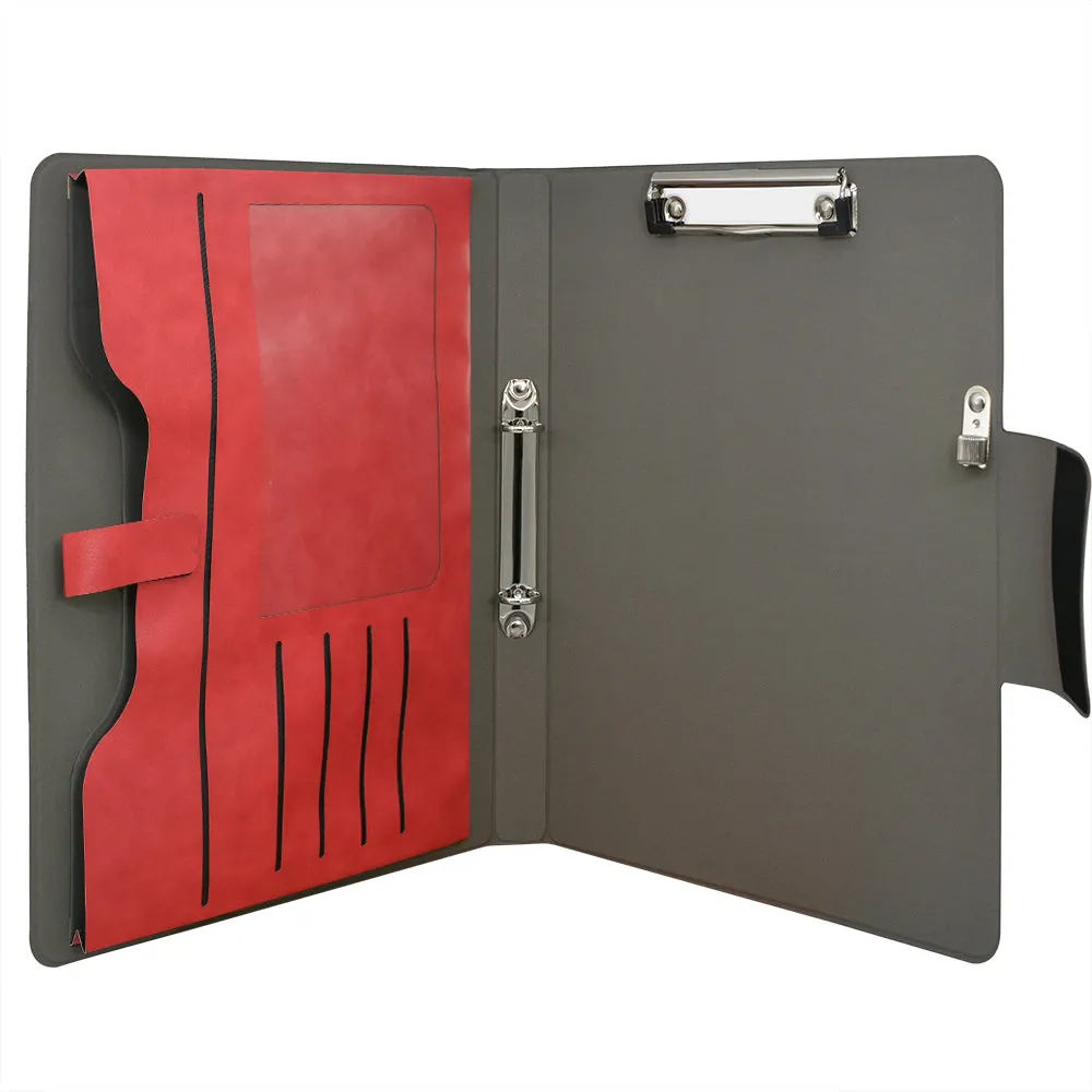 2 Ring Binder Padfolio File Folder, Business and Interview Portfolio with 2-Ring Binder, Clipboard