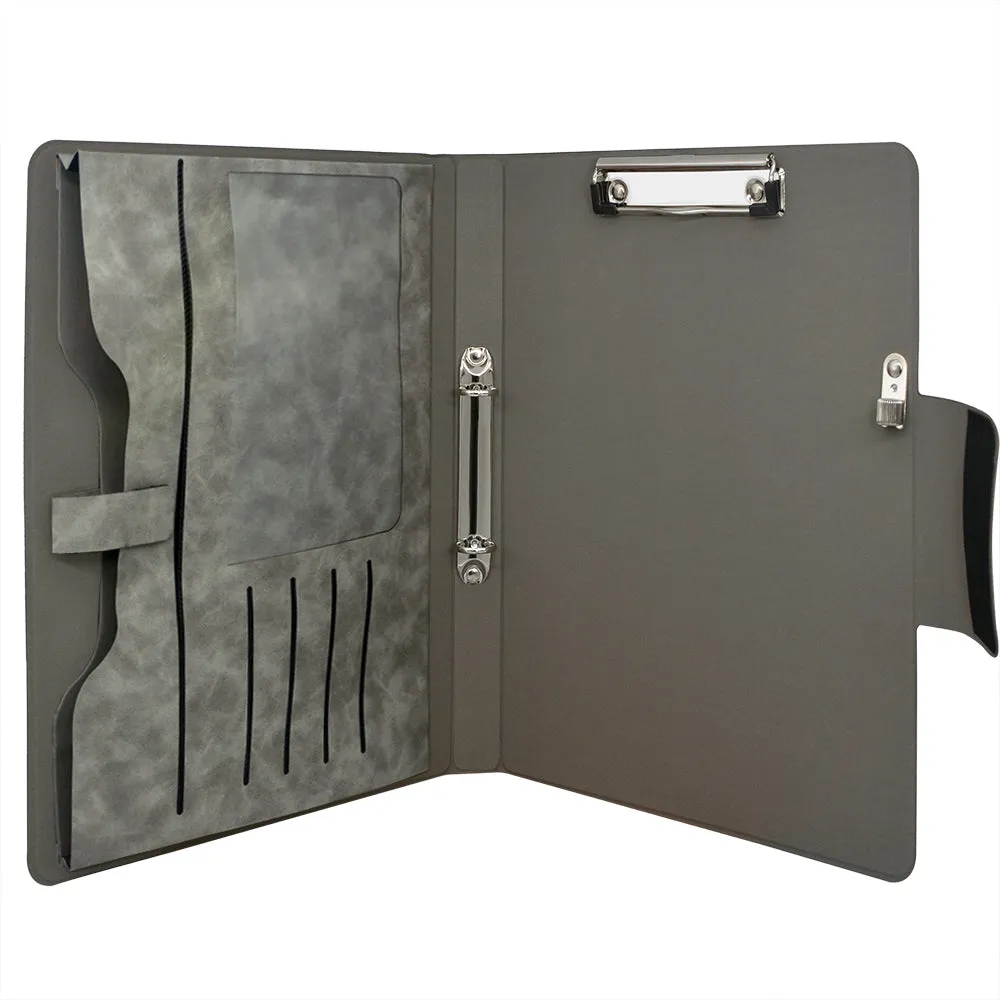 2 Ring Binder Padfolio File Folder, Business and Interview Portfolio with 2-Ring Binder, Clipboard