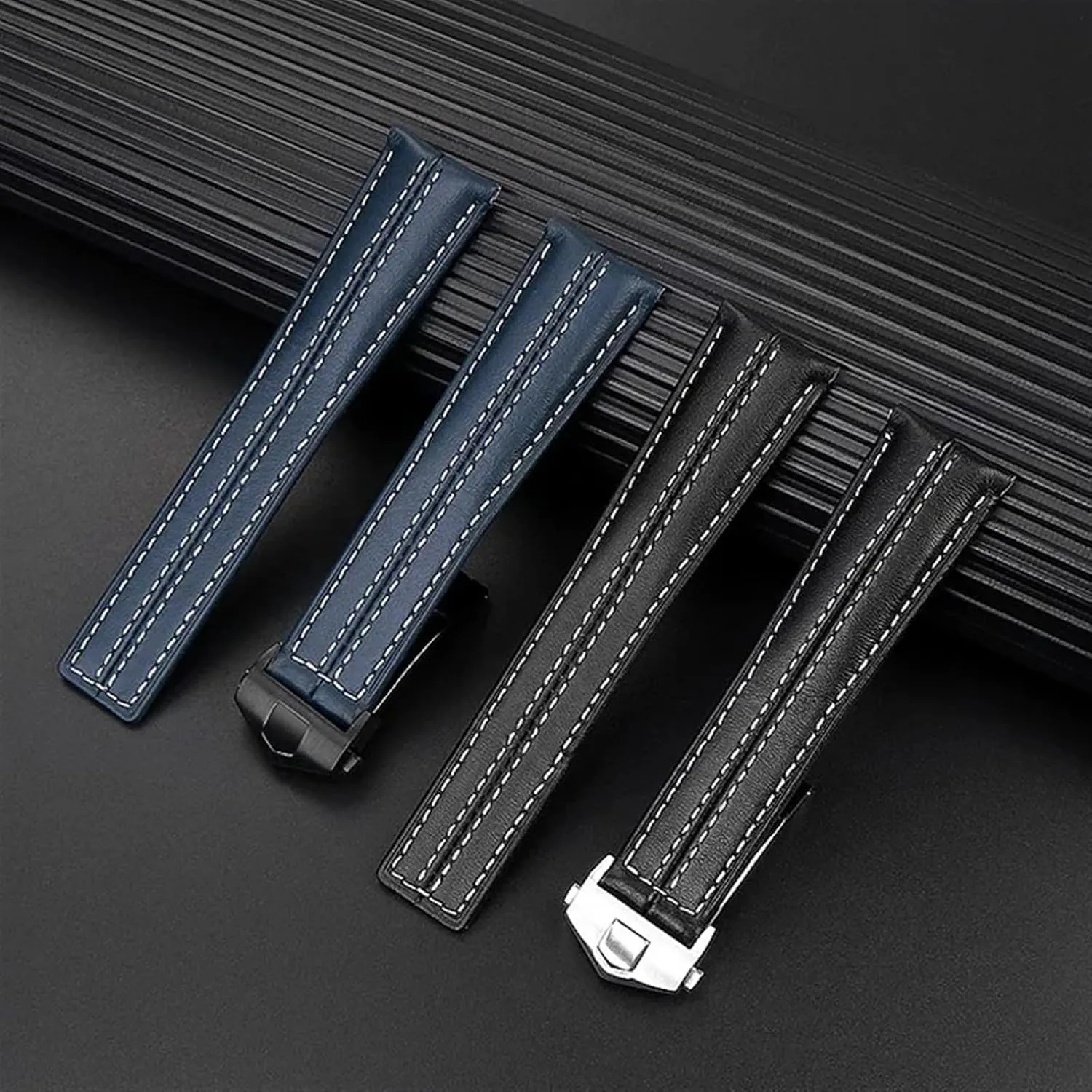 22mm Genuine leather watchband for Tag Heuer Watch Carrera Monaco Men's Band Watch Cow Leather fold buckle