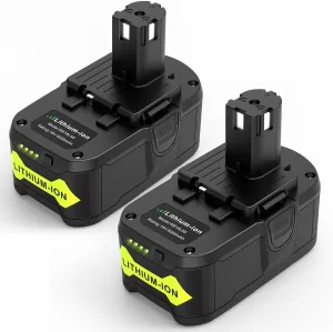 2Pack 6.0Ah 18V P108 Replacement for Ryobi 18V Battery P109 P102 P103 P105 P107 Ryobi ONE  Cordless Tool Lithium-Ion Battery