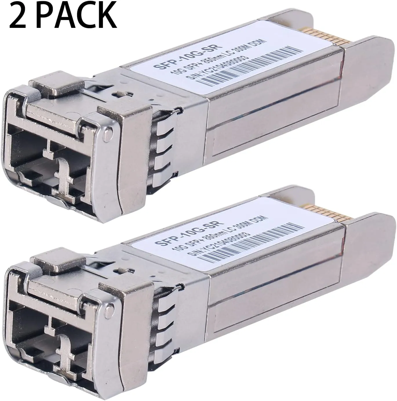 2PCS 10G Sfp LC MMF300m 10GBase-SR SFP  Transceiver, 10G 850nm MMF, up to 300 Meters, Compatible with Cisco SFP-10G-SR, Meraki MA-SFP-10GB-SR, Ubiquiti UF-MM-10G, Mikrotik, Netgear, D-Link