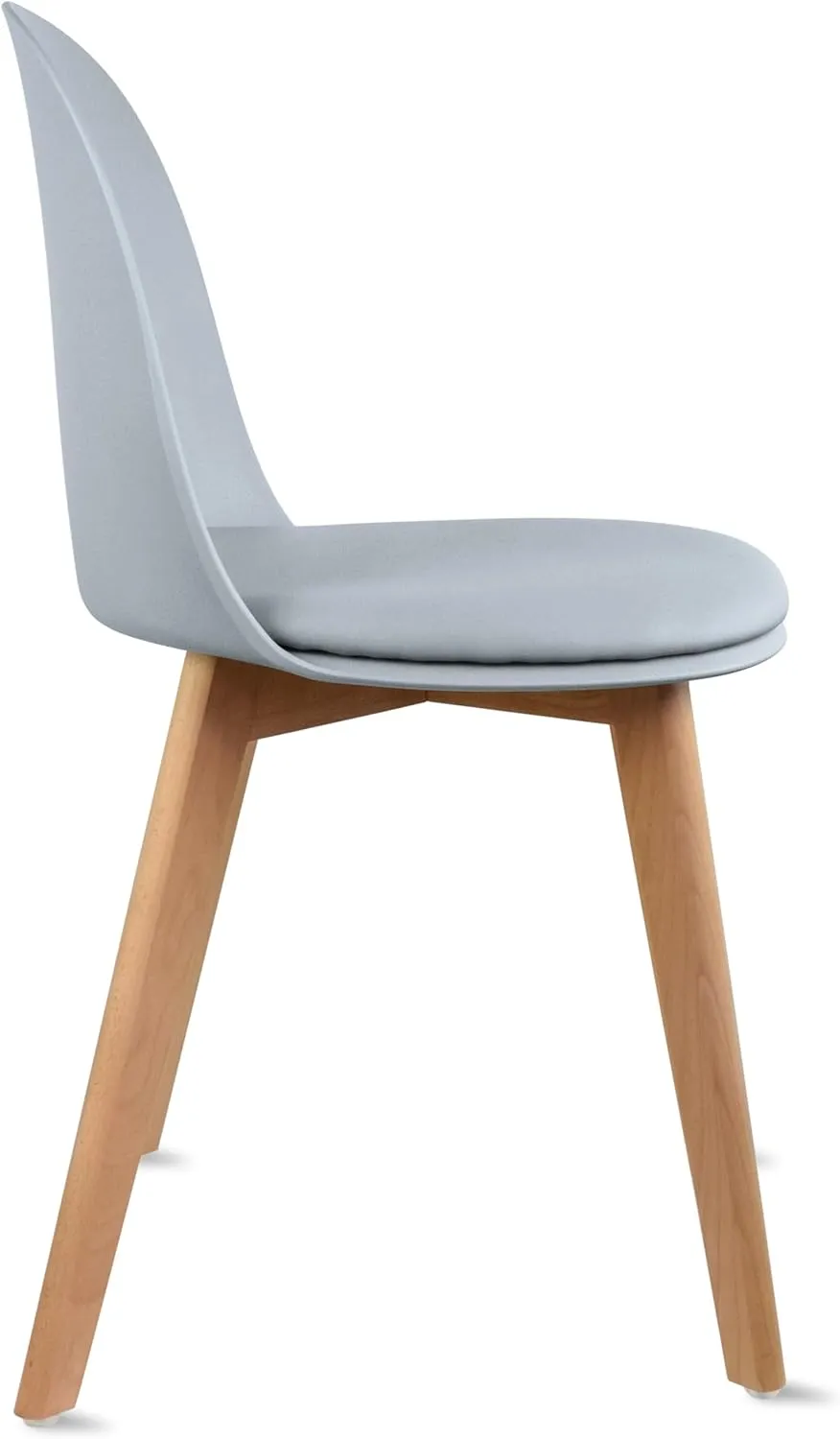 2xhome Modern Stackable Armless Dining Chair | Plastic Shell with PU Leather Cushion Padded Seat and Wooden Legs | Indoor or Outdoor Use | Home Kitchen Patio (1, Gray, Dining)