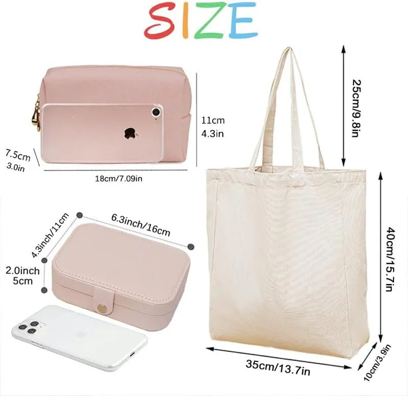 3-In-1 Beaching Not Teaching Canvas Tote Bag Grocery Reusable Handbags Jewelry Box and Makeup Bag Set For Teacher Gift