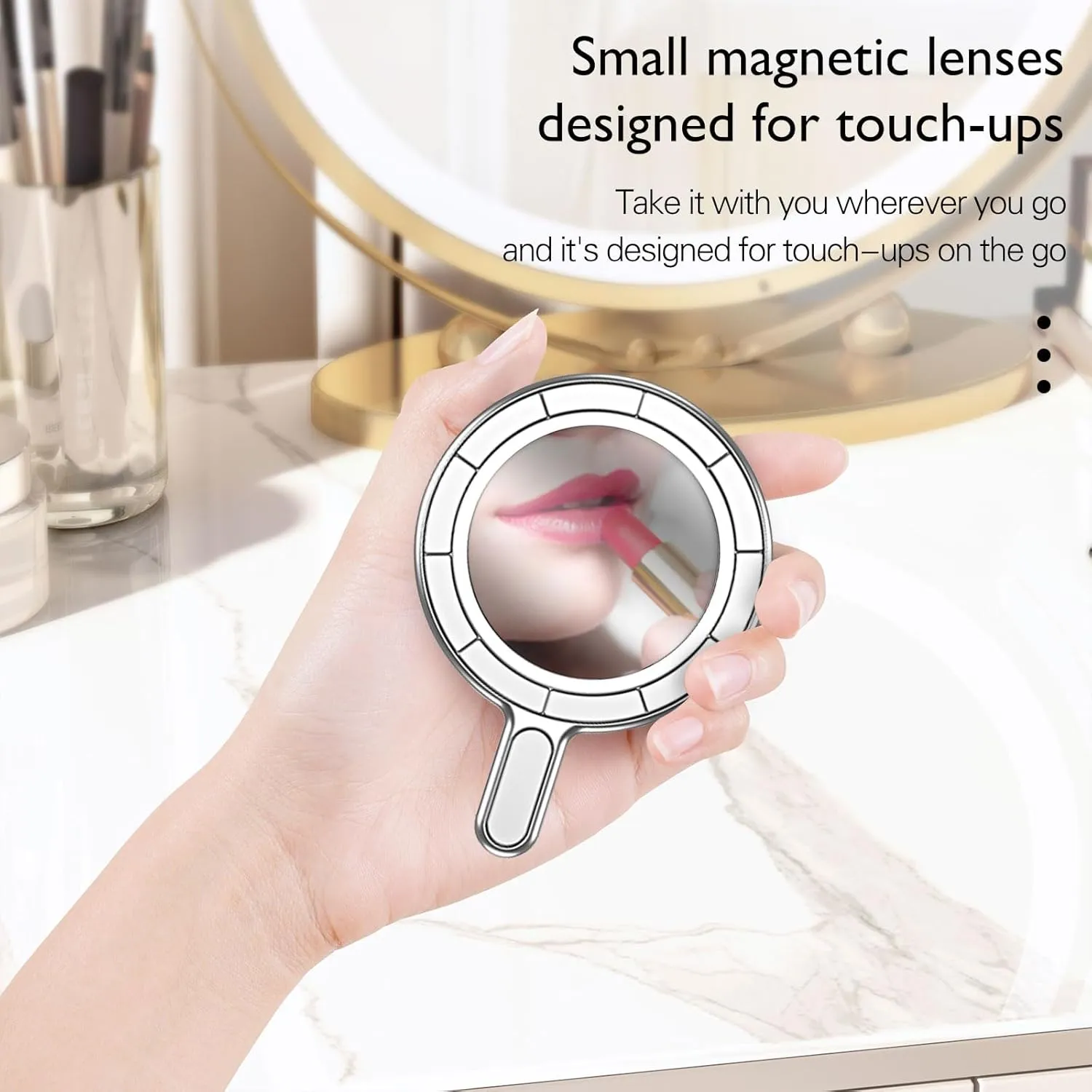 3-in-1 Magnetic Phone Holder for Belt & Bags - Compatible MagSafe Case with Phone Stand & Mirror, Strong Magnet for iPhone 16-12 Pro/Samsung, Hands-Free for Travel/Yoga/Hiking (Rose Gold)