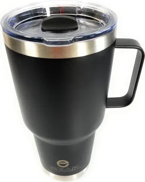 30 oz Tumbler with Magnetic Slider Lid and Handle, Stainless Steel, Vacuum Insulated for Hot and Cold Drinks (30 oz, Black)