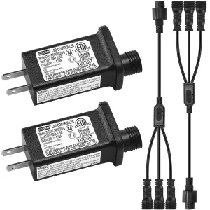 4 Pcs Class 2 Power Supply Yard Inflatable Adapter Replacement with Y Shape 1 Male Divided 3 Female Spillter Connector Low Voltage for Christmas Inflatable LED Lights Plug (24v7.2w)
