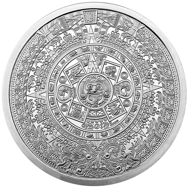 5 oz Silver Round Aztec Calendar BU