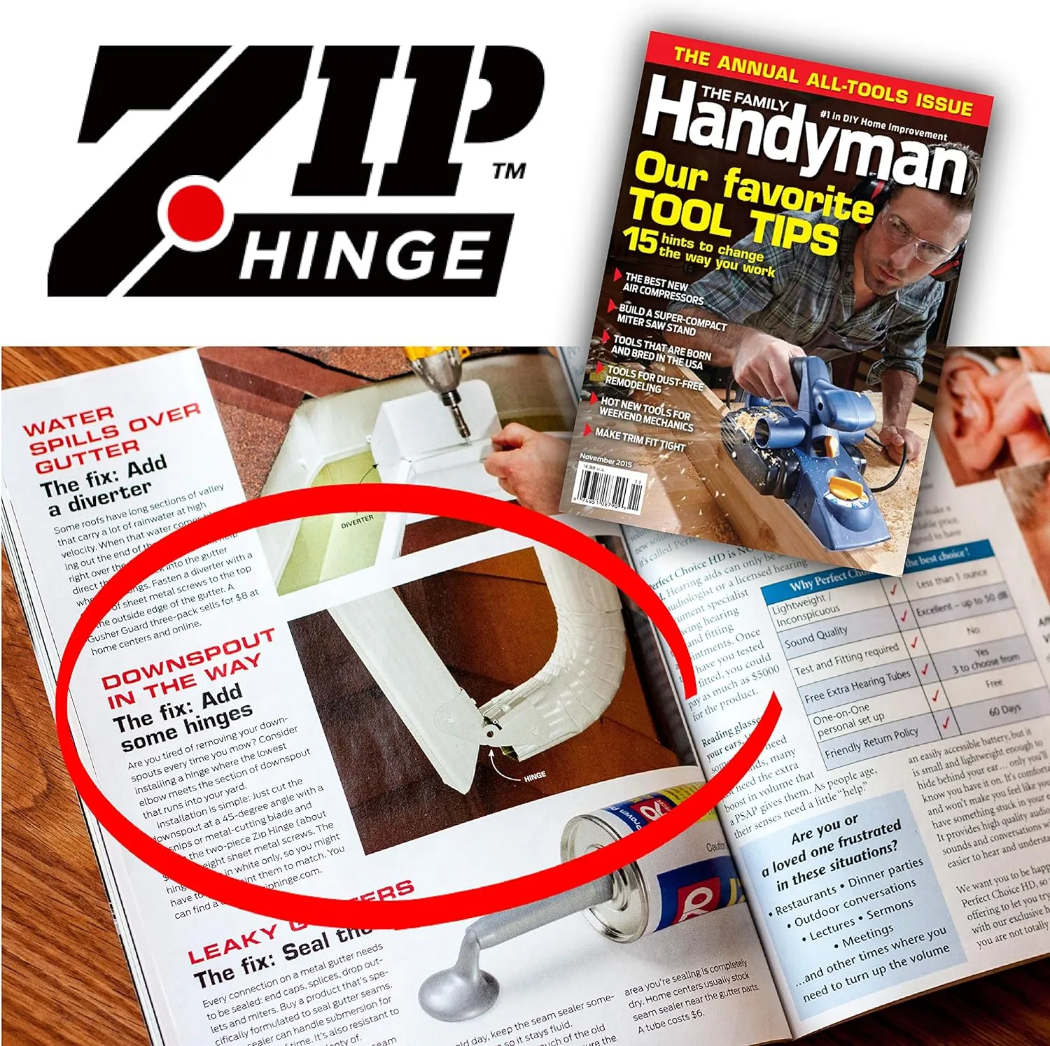 5 Pack Plus | Made in The USA Downspout Hinge | Hardware, Nutsetter & Instructions | DIY Installation on All Rectangle or Square Downspouts