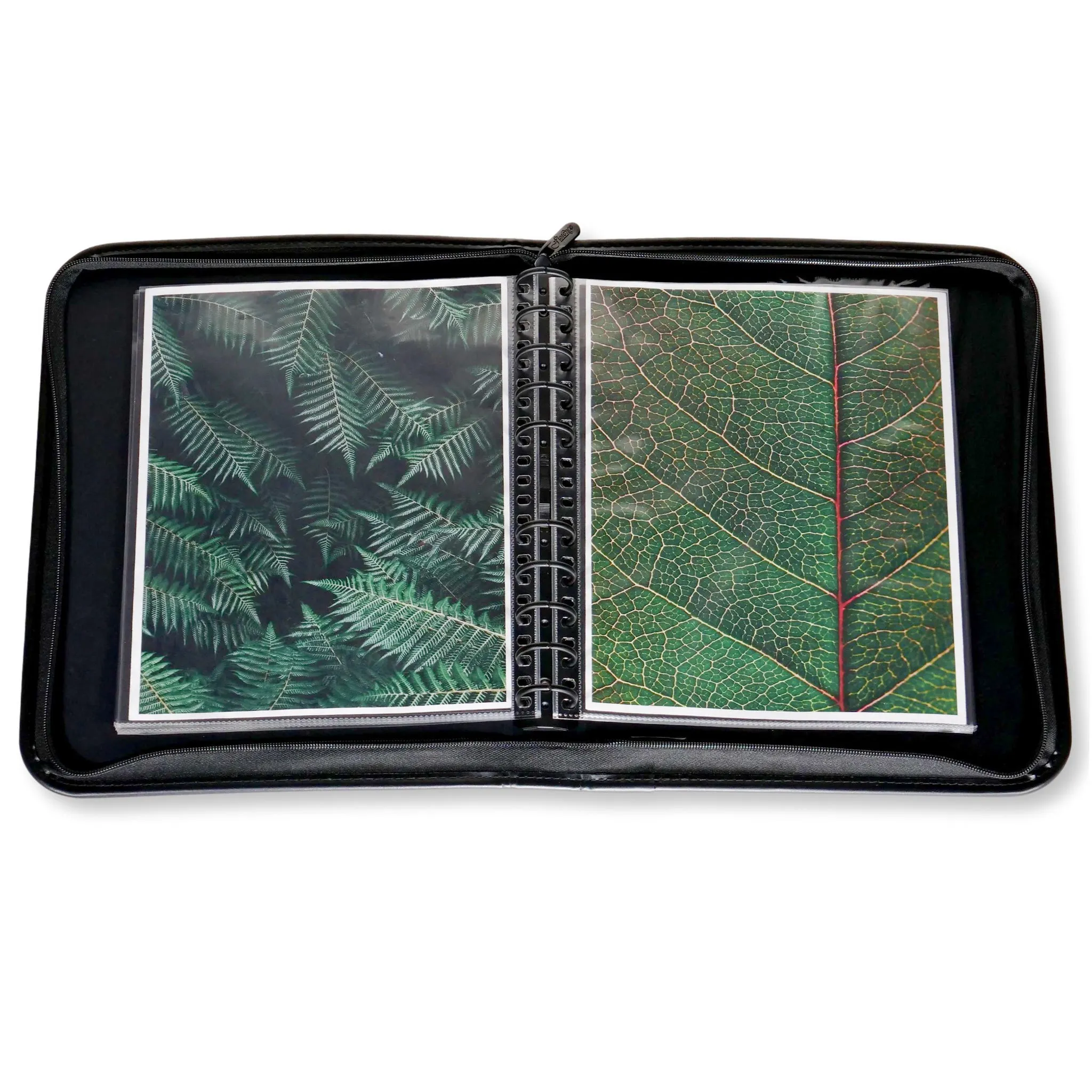 8.5" x 11" Premium Zippered Presentation Portfolio Case - Leather Handle, Integrated Multiring Binder with 10 Archival Pages (Expandable to 30)