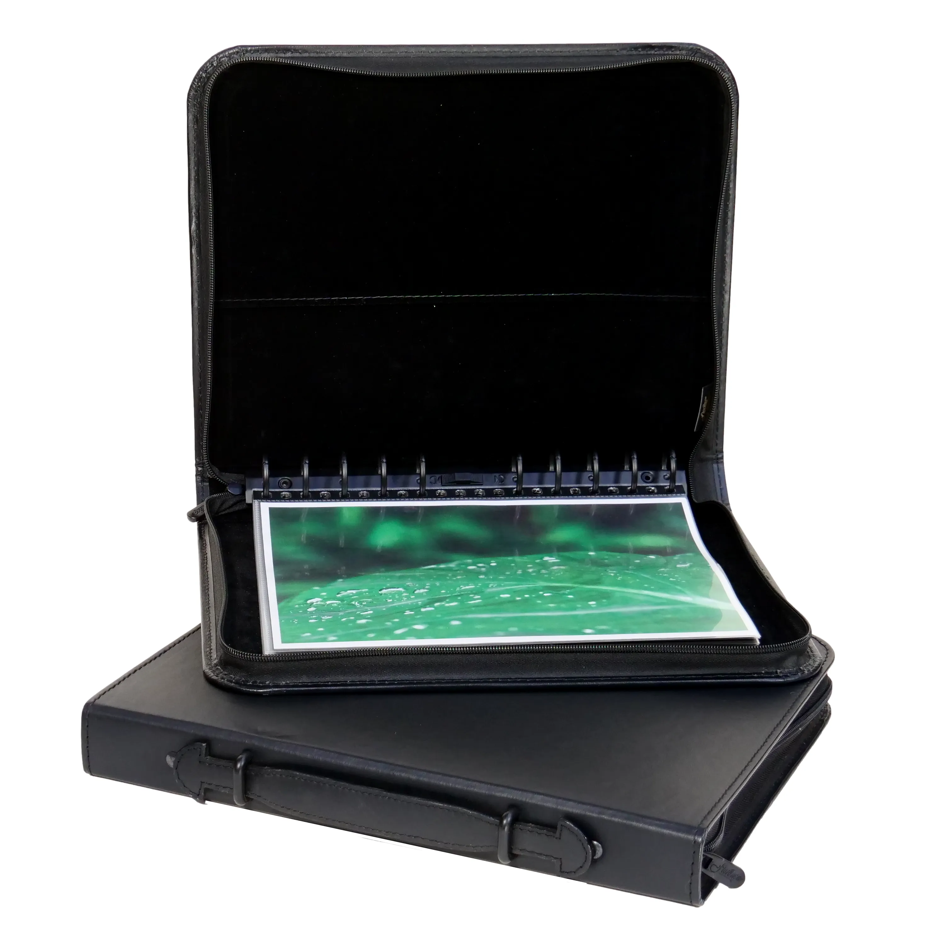 8.5"x11" Premium Leather Photography Portfolio Book - Presentation Case - Black