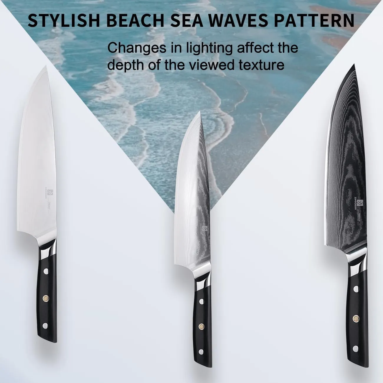 8C Damascus Kitchen Knife Set 2pc,8" Chef Knife and 5.5" Utility Knife,High Carbon Stainless Steel,5-Star Sharp Standard,Black Ergonomic G10 Handle,Love's Gift Box