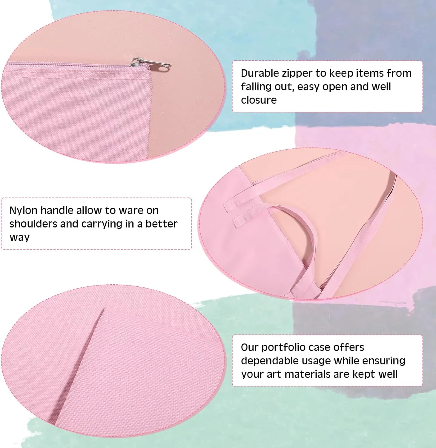 Abbylike 48 x 36 Inch Art Portfolio Bag Large Size Art Supply Bag with Nylon Shoulder Waterproof Poster Board Storage Carrying Case Tote Painting Sketch for Art Work(Pink,1 Pcs)