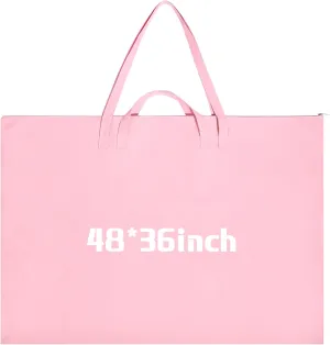 Abbylike 48 x 36 Inch Art Portfolio Bag Large Size Art Supply Bag with Nylon Shoulder Waterproof Poster Board Storage Carrying Case Tote Painting Sketch for Art Work(Pink,1 Pcs)