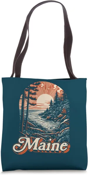 Acadia National Park Vintage 80s Maine Coastline WPA Tote Bag