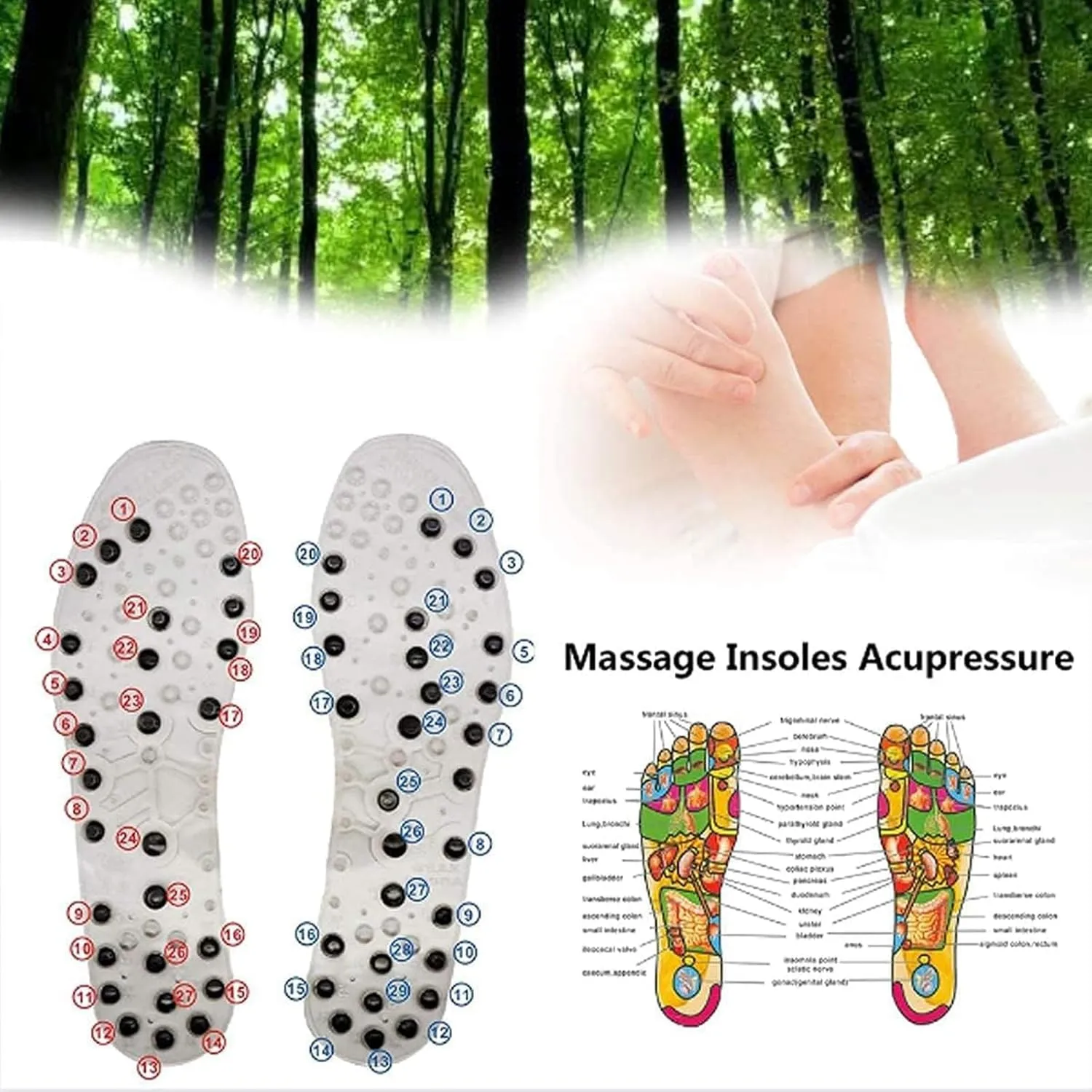 Acupressures Insoles for Weight Loss, Magnetic Insoles Reflexology Insoles, Comfortable Orthopedic Insoles Magnetic Massage Insoles for Women Men,41