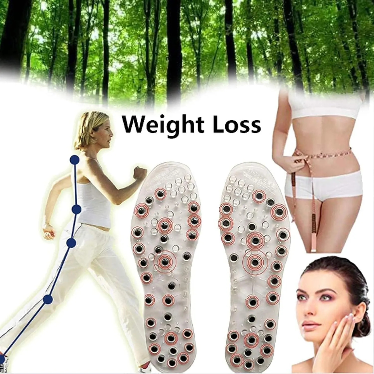 Acupressures Insoles for Weight Loss, Magnetic Insoles Reflexology Insoles, Comfortable Orthopedic Insoles Magnetic Massage Insoles for Women Men,41