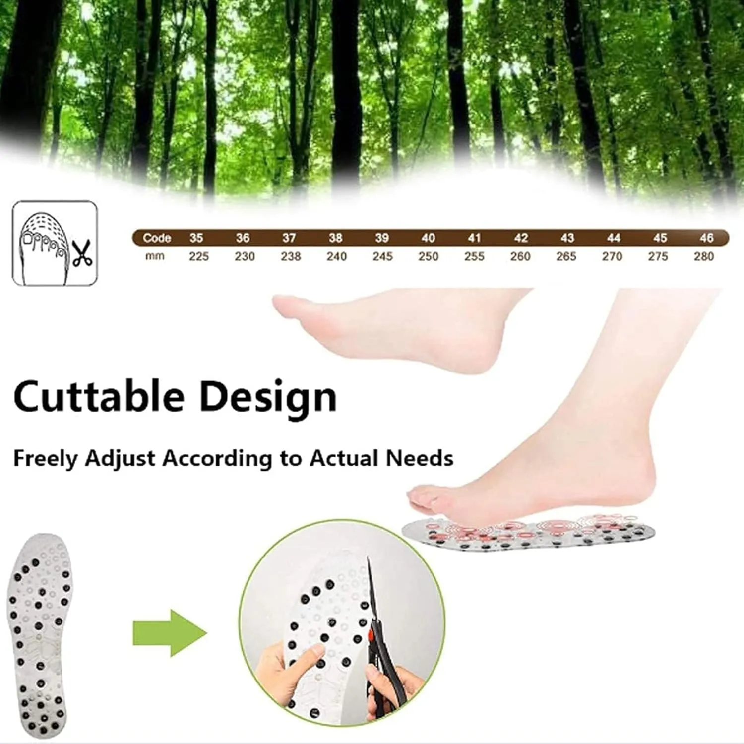 Acupressures Insoles for Weight Loss, Magnetic Insoles Reflexology Insoles, Comfortable Orthopedic Insoles Magnetic Massage Insoles for Women Men,41