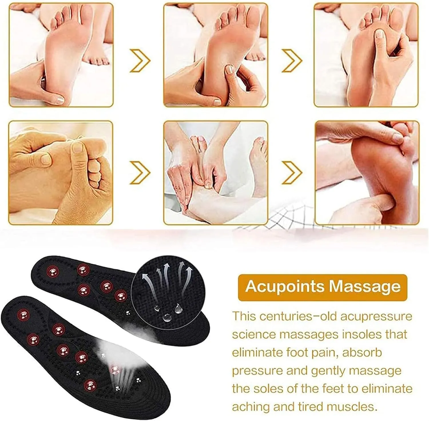 Acupressures Insoles for Weight Loss, Magnetic Insoles, Reflexology Insoles, Highly Elastic Massage Insoles Comfortable Breathable, Orthopedic Insoles for Women Men,S,1 Pair