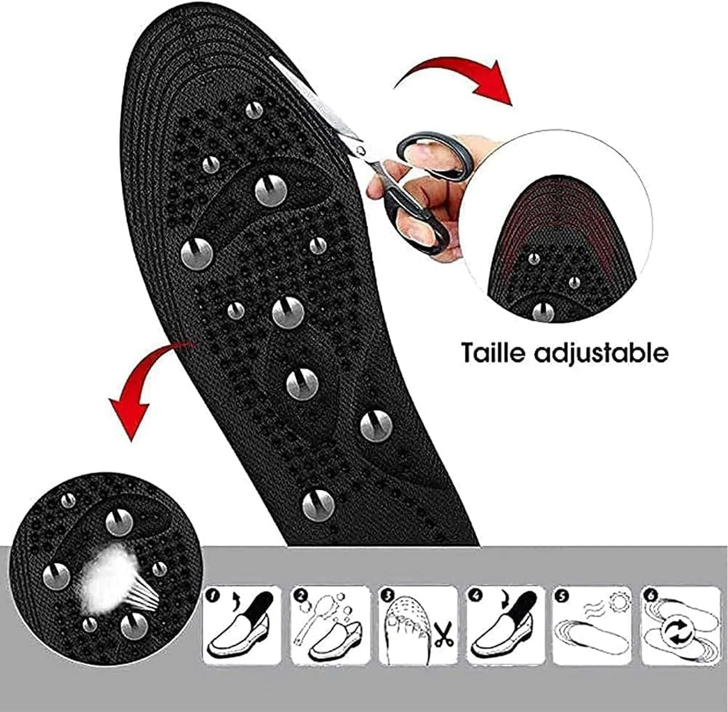 Acupressures Insoles for Weight Loss, Magnetic Insoles, Reflexology Insoles, Highly Elastic Massage Insoles Comfortable Breathable, Orthopedic Insoles for Women Men,S,1 Pair