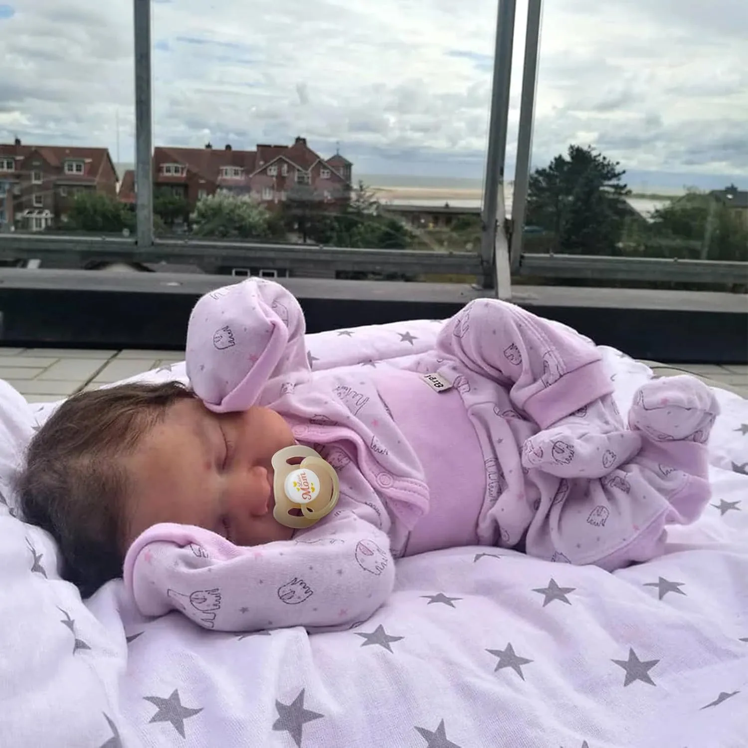 ADFO Reborn Baby Dolls 20 Inches Girl Realistic Baby Doll with Soft Cloth Body Purple Sleeping Lifelike Baby Doll with Feeding Accessories for Kids Ages 3 