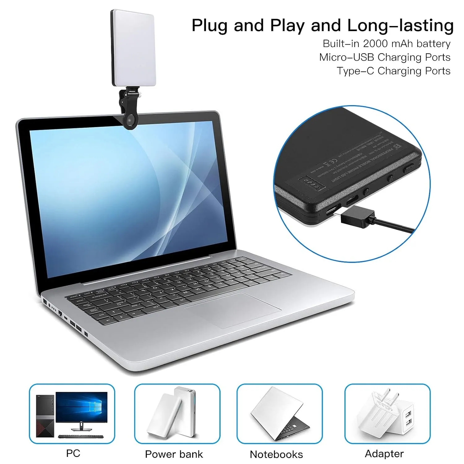 Adjustable Video Conference Lighting for Laptop, Desktop, and Phone – Perfect for Zoom Calls, Remote Work, and Live Streaming
