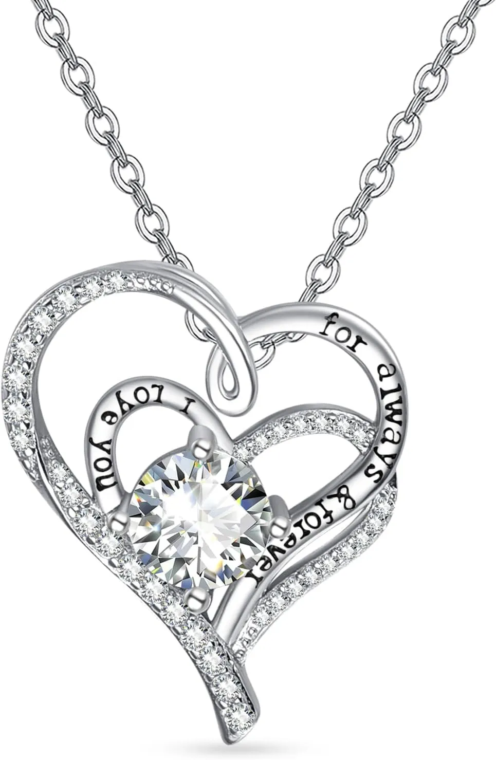 AENEAS Heart Pendant Necklace Engraved I love you always and forever Fine Jewelry Anniversary Birthday Gift for Her Mothers Day Gift Mom Wife