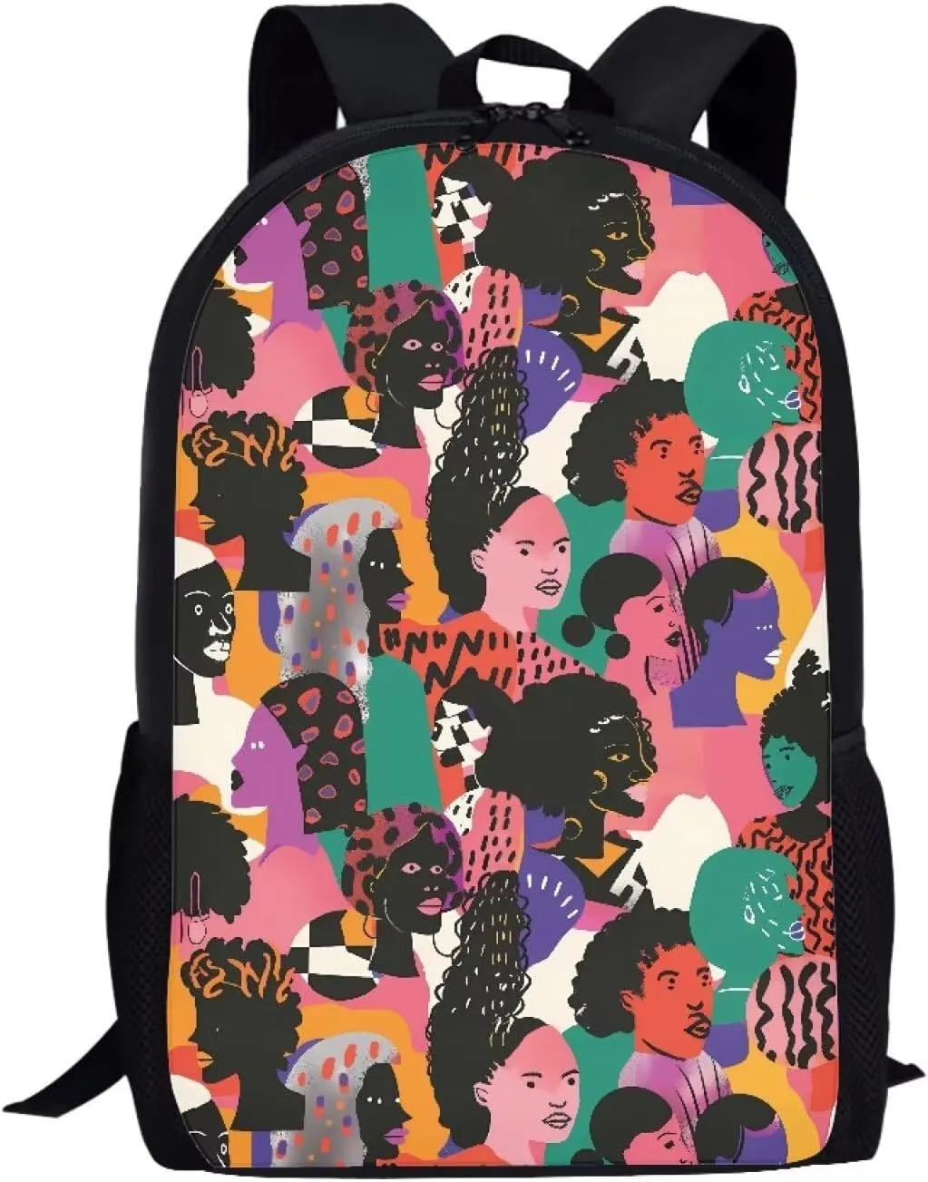 Aesthetic Backpack for Primary Middle Hight School Boys Girls African Women Printed School Bag with Padded Straps Kids Travel Lightweight Laptop Shoulder Bag Pink