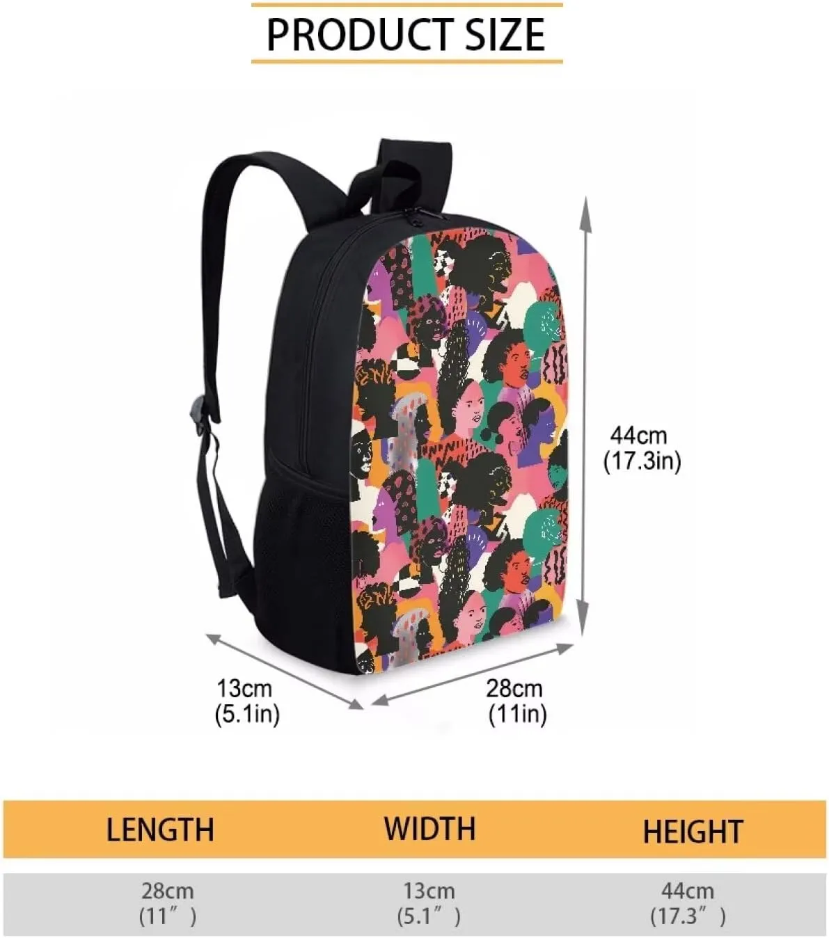 Aesthetic Backpack for Primary Middle Hight School Boys Girls African Women Printed School Bag with Padded Straps Kids Travel Lightweight Laptop Shoulder Bag Pink