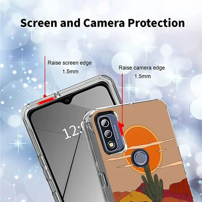 Aesthetic Case for Moto G Power 2022 Trendy Design TPU Bumper Case for Women Girl Gift for Birthday Festival, Abstract Desert Sunset Cactus Pattern