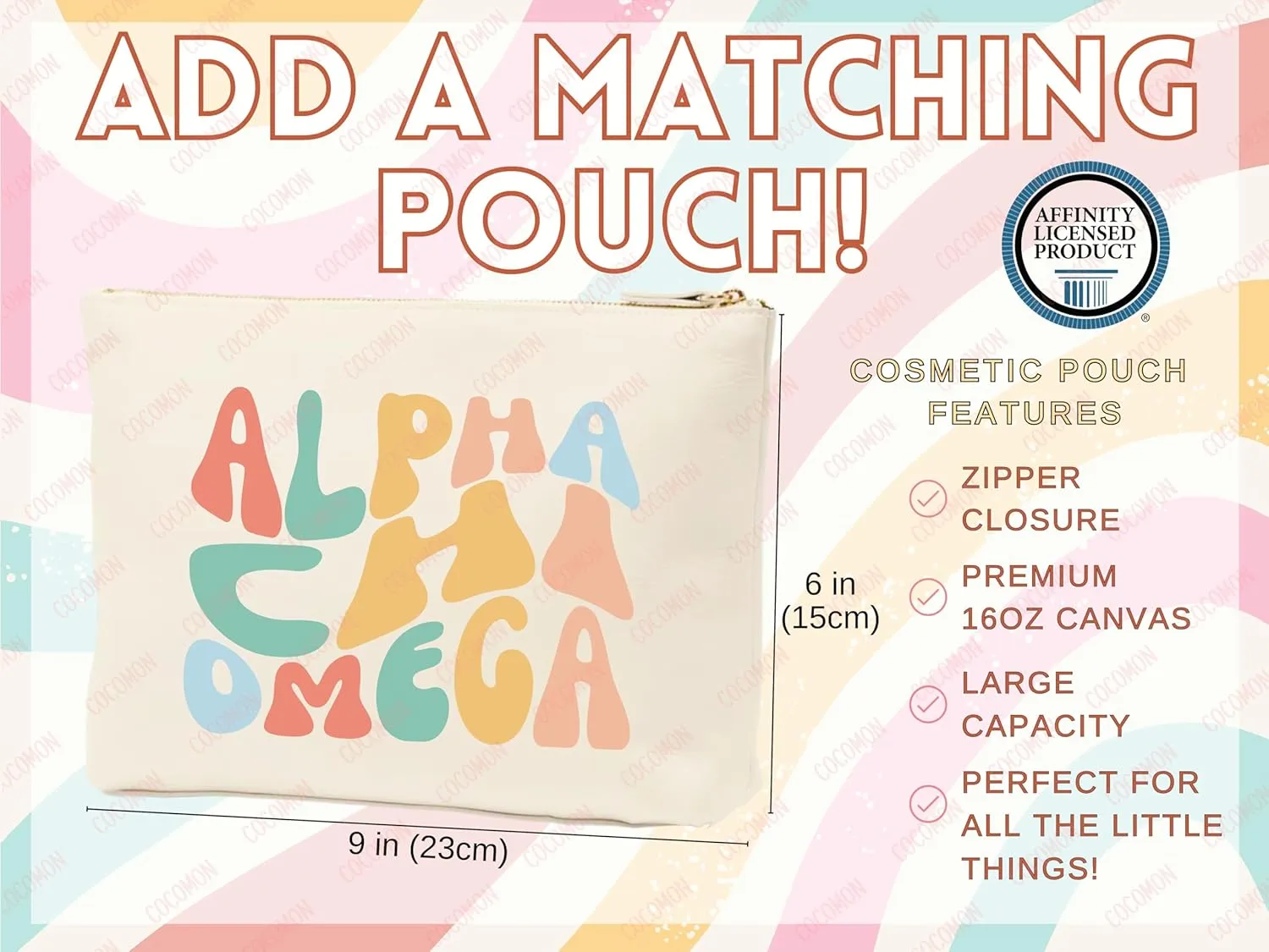 Alpha Chi Omega Tote Bag – Officially Licensed Sorority Canvas Tote, Large Personalized Gift for AΧΩ Sisters, Big Little Reveal, Bid Day, Greek Life Merchandise (Pink Candy, Medium Bag)