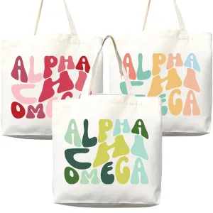Alpha Chi Omega Tote Bag – Officially Licensed Sorority Canvas Tote, Large Personalized Gift for AΧΩ Sisters, Big Little Reveal, Bid Day, Greek Life Merchandise (Pink Candy, Medium Bag)