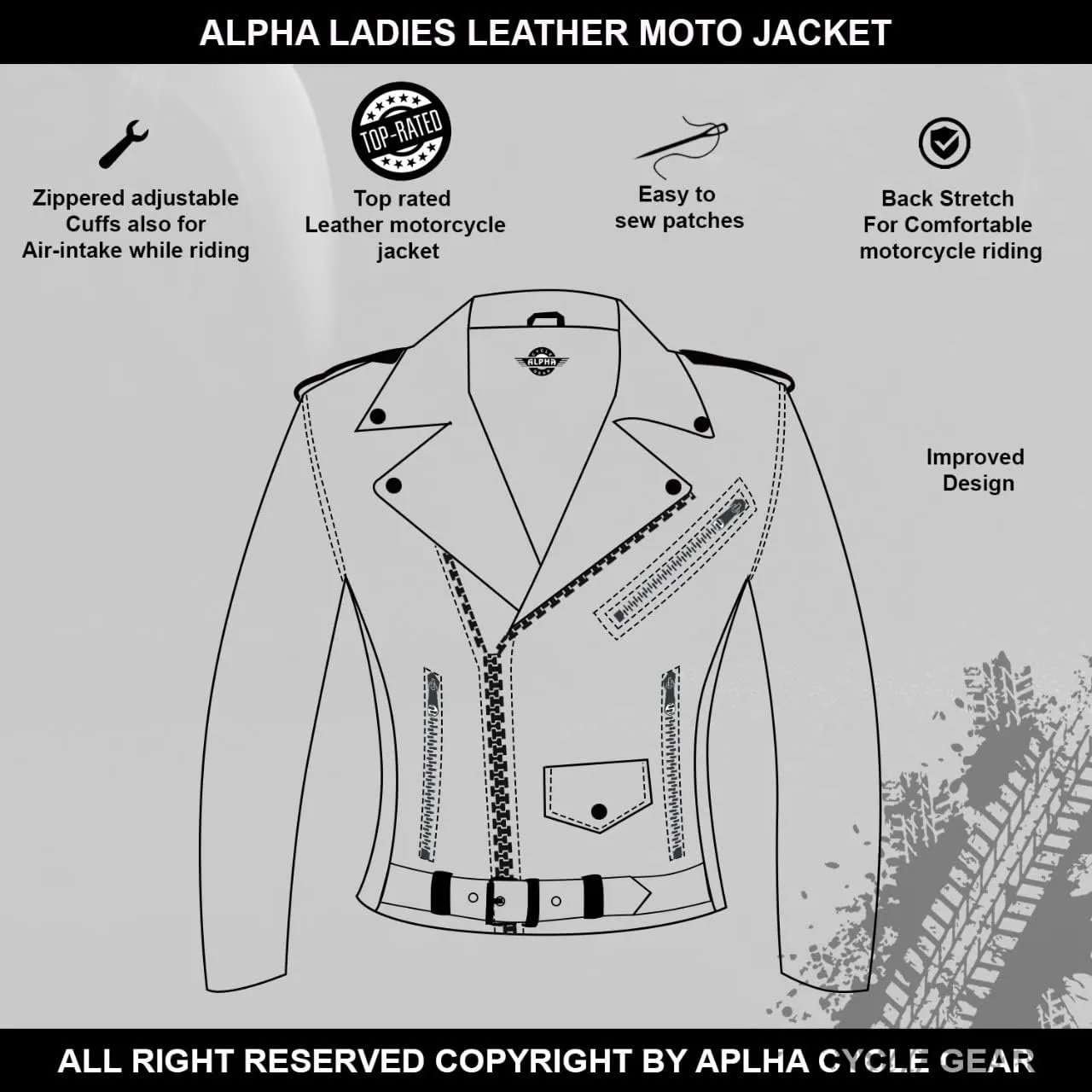 ALPHA CYCLE GEAR Womens Leather motorcycle Jacket For Ladies Brando Cafe Rider Classic Jackets