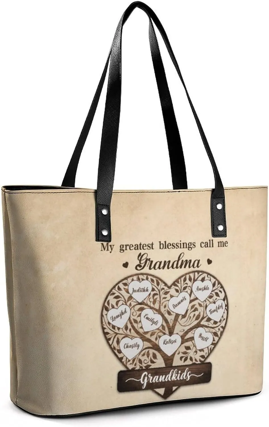 Amabery Personalized Grandma's Garden Birth Month Flowers Shoulder Bag Custom Mother's Day PU Leather Bag For Grandma Mom