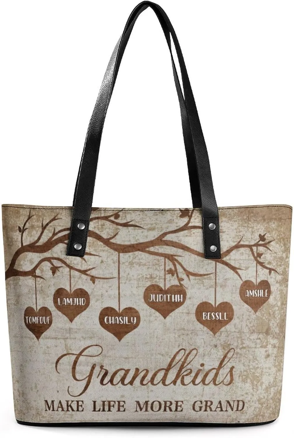 Amabery Personalized Grandma's Garden Birth Month Flowers Shoulder Bag Custom Mother's Day PU Leather Bag For Grandma Mom