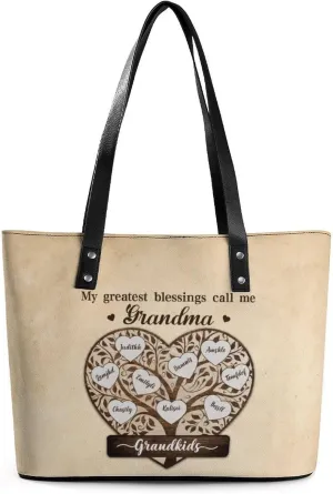Amabery Personalized Grandma's Garden Birth Month Flowers Shoulder Bag Custom Mother's Day PU Leather Bag For Grandma Mom