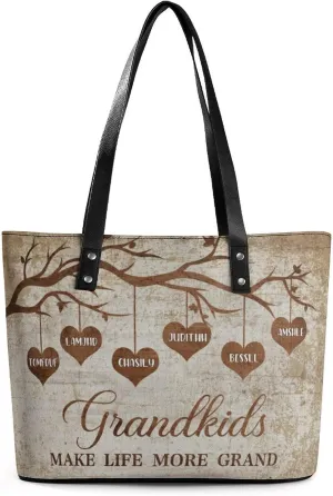Amabery Personalized Grandma's Garden Birth Month Flowers Shoulder Bag Custom Mother's Day PU Leather Bag For Grandma Mom